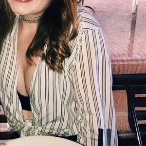 Cropped, striped blouse